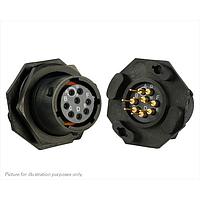 Eaton Souriau-Sunbank UTS712D8SW Receptacles Plastic jam nut receptacle, without backshell, with 8 female PCB contacts, IP68/69K in unmated conditions, keying W