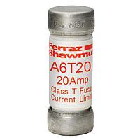 Mersen A6T20 Fast Acting Class T Fuses Fuse,Class T,Fast Acting,200kA AC,100kA DC,600VAC/300VDC,20A