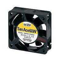 Sanyo Denki 9WP0624G4011 Axial DC Axial Fan, 60x60x25mm, 24VDC, 27.5CFM, Splash Proof, Ribless, Tach, IP68