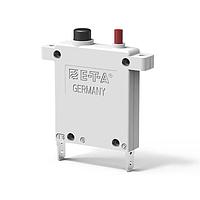 E-T-A Circuit Breakers 3500-P10-SI-6A Circuit Breakers Single pole thermal-magnetic circuit breaker with tease-free, trip-free, snap action mechanism and two button operation (M-type TM CBE to EN 60934). Featuring a flange for panel mounting, and optional auxiliary contacts and unprotecte
