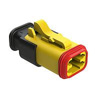 Amphenol SINE Systems AT06-4S-SR01YEL Plug 4 Position, Plug, Socket, SR01 Strain Relief (Standard Seal), Yellow Body