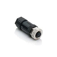 Amphenol LTW MSAP-04BFFB-SL7001 Sensor Cables / Actuator Cables M12 Circular Metric Connector, A Code, Plastic, 4A, 04 pins, Female Connector, Female Contact, Straight, Screw Thread, Screw-in, Field Installable, F4.0 - F8.0mm, IP67 Mated