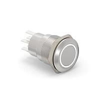 Alcoswitch - TE Connectivity 6-2213764-1 Pushbutton Switches AV19 DPL 5A FIX RING LED WHITE 12V