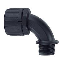 HellermannTyton 166-90099 Elbow, 90 Degree HelaGuard Non-Metallic IP66 Fitting, 90-Elbow, NPT Thread, 0.75" Dia, PA66, Black, 10/pkg