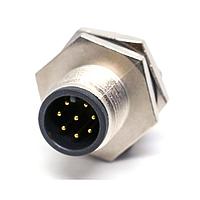 Amphenol LTW M12A-08PMMS-SH8002 Circular Metric Connectors M12 Circular Metric Connector, A Code, Metal, 2A, 08 pins, Male Connector, Male Contact, Hexagonal, M16*1.5, Screw Thread, Solder, Receptacle, Rear Fastened, Panel Thickness 4.5, IP68 / IP69K