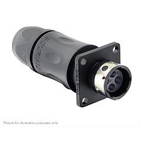 Eaton Souriau-Sunbank UTGX0JC104P Receptacles Square flange receptacle, with cable gland backshell, for 4 male contacts,  IP68/69K