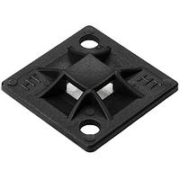 HellermannTyton 151-10914 4-Way Mount Q Tie Mount with Adhesive, 0.79" x 0.79" x 0.17", 4 way entry for Q18 - Q30 ties, PA66, Black, 100/bag