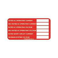 Panduit PPS0204BLRAC-L Rated AC Operating Current Solar Label, 2.00" H x 4.00" W, 'Rated A