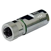 Amphenol Industrial HDM12PF08XSTMC Straight MaxM12 Female Straight Plug, 8 female socket contacts, X code, crimp contacts, without dust cap, RoHS compliant