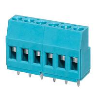 Same Sky (formerly CUI Devices) TB009-508-06BE Fixed Terminal Blocks Terminal block, screw type, 5.08 , horizontal, 6 poles, CUI Blue, slotted screw, PCB mount
