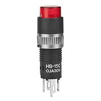 NKK Switches HB15CKW01-6B-CB Pushbutton Switches ON-(ON) RND WHT LED RED LENS/WHT DIF .1A
