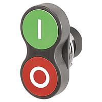 EAO 46-2J31.15T0.000 Round Actuator, oe 22.3 mm, 58 mm x 29 mm, flush, non illuminative, Green-red, Plastic, opaque, Black, Plastic, Momentary, IP65, IK03