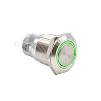 E-Switch PV4F2B0SS-331-M01 Anti-Vandal Anti-vandal, SPDT, On-(On), Panel Mount, Front, Silver, LED, Green, Power Symbol, IP65