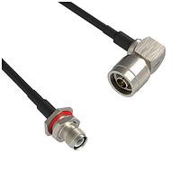 Amphenol RF 095-909-189-006 RF Cable Assemblies N-Type Right Angle Plug to RP-TNC Straight Bulkhead Jack LMR-240 50 Ohm 6 Inches (152 mm)