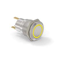 Alcoswitch - TE Connectivity 1-2213764-2 Pushbutton Switches AV19 SPM 0.4VA FIX RING LED YELLOW 24V