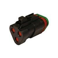 DEUTSCH - TE Connectivity DT06-3S-CP01 3-Way PLG, 3P, BLK, BLOCKED, SEAL RET