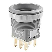 NKK Switches LB26WGG01 Pushbutton Switches DPDT ON-ON GRAY RND PANEL SEAL BODY ONLY