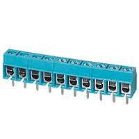 Same Sky (formerly CUI Devices) TB002-500-10BE Fixed Terminal Blocks Terminal block, screw type, 5.00 , horizontal, 10 poles, CUI Blue, slotted screw, PCB mount