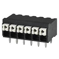 Same Sky (formerly CUI Devices) TBLH10-350-06BK Fixed Terminal Blocks Terminal block, screwless, High Temp, 3.5, Horizontal, 6, Black w Gray Button