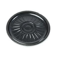 Same Sky (formerly CUI Devices) GC0402MA Micro speaker, 40 mm round, 4.9 mm deep, PET, Nd-Fe-B, 500 mW, 8 ?, 580 Hz, solder eyelets