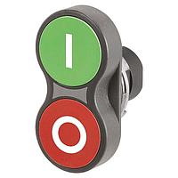 EAO 46-2K31.15T0.000 Flush Actuator, oe 22.3 mm, 58 mm x 29 mm, flush, illuminative, Green-red, Plastic, opaque, Black, Plastic, Momentary, IP65, IK03