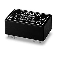 Cincon EC6AW-110D05N Isolated DC-DC Converter, 10 Watt, 4:1 Input Range, 43-160VDC Input, +/-5VDC Output, +/-1000mA, 85% Efficiency, Negative Logic