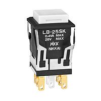 NKK Switches LB25SKG01-BJ Pushbutton Switches DPDT ON(ON) SQUARE BLK BODY WHT/CLR CAP