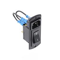 E-T-A Circuit Breakers 3120-N526-P7T1-W01D-X3120-A040011M-3A Thermal AC PEM, w/ 2 pole , 3A, black rocker, C14 inlet, pre-wired