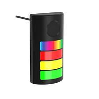 Banner Engineering TLF100P4AKQP IO-Link Controlled Multicolor RGB Flush Mount Tower Light TLF100 Pro with IO-Link; 4 Lighted Segments with Audible; Black Housing; 18-30 V dc; Environ. Rating: IP65; IP69K;Colors: Multicolor; 150 mm (6 in) 4-pin M12 PVC Pigtail QD