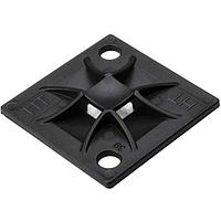 HellermannTyton 151-10915 4-Way Mount Q Tie Mount with Adhesive, 1.2" x 1.2" x 0.21", 4 way entry for Q18 thru Q50 ties, PA66, Black, 100/bag