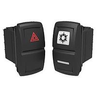 Carling Technologies VJD2DHHB-FAAC00-000 Sealed Rocker Switch DPDT ON-OFF-ON 20A/12V .250 QC