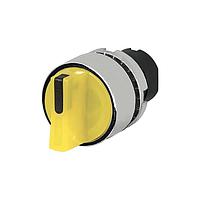 EAO 46-2W44.3CZ0.001 Round Actuator, oe 22.3 mm, oe 30 mm, illuminative, Yellow, short, round, Silver, Metal, Maintained - Momentary, IP65, IK03