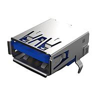 GCT (Global Connector Technology) USB1135-15-9-L-B USB Type A Connectors USB A 3.0 Skt RA High Life 15u" T Hole W/Shell Stake Tray