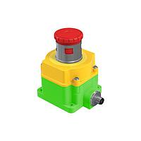 Banner Engineering SSA-EB1MLGRP-12ED1Q8 Push Turn Emergency Stop: Flush Mounting 44 mm Lockable Push Button; Environ. Rating: IP65; Lighted; Color: Green, Red Solid/Flashing; 2 N.C. Safety Contacts; 1 N.O. aux. Contacts; 8-pin M12 QD