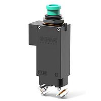 E-T-A Circuit Breakers 9510-G213-J1F0-B2R2B9-S1 Simulator Switch Min Ord Qty 10. Single pole, miniaturised aircraft simulator switch with extremely fast magnetic trip time. Blade, screw and wire wrap terminals. Aircraft style threadneck and push/pull button with white trip indicator ring. Current rating marked on