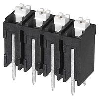 Same Sky (formerly CUI Devices) TBLH10V-500-04BK Fixed Terminal Blocks Terminal block, screwless, High Temp, 5.00, Vertical, 4, Black w Gray Button