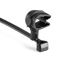 HellermannTyton 156-01722 Standard Cable Ties MOC Clip, 9 mm, Assembled to T50SMVC Swivel Tie, PA66HIRHSUV, Black,