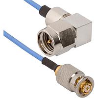 Amphenol SV Microwave FQSMP-047-MRSMA-060 RF Cable Assemblies SMP F QB to SMA R/A M 6"Cable