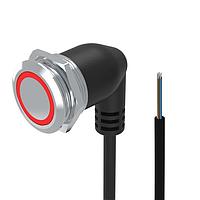 EAO 82-665C.1114 Anti-Vandal Illuminated pushbutton.momentary.22mm.stainless steel SUS 316L.flush/flat.ring illumination Tritan.red 24VDC.Ag.Cable 200mm without Connector.Cable outlet 90