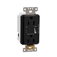 Square D SQR55153BK USB Type A USB A/C 5.4A CHARGR TR DUPLX 15A RECP BK