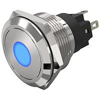 EAO 82-6151.1224 Anti-Vandal 82-6151.1224.Illuminated pushbutton.momentary.22 mm.stainless steel.flush/flat.point.blue.24 V.soldering terminal