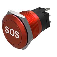 EAO 82-5751.1000.B015 Anti-Vandal Pushbutton, Momentary, 19mm, Alu Red, Flush, no LED,Solder Terminals, SOS
