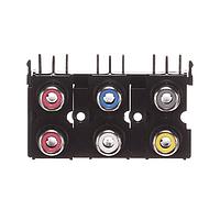 Same Sky (formerly CUI Devices) RCJ-61463522 PCB Mount Jack RCA jack, 6P, 2 x 3, rt, through hole, BE/GR/RD/YL/WH/BK