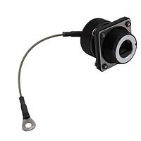 Bulgin PXM06276FENBKSH Connectors Black Electroless Nickel Aluminium Flange Mount Connector with Cap and Mounting Hardware - EMI Shielded - Cat6a Female