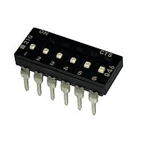 CTS Electronic Components 210-6LPSF DIP Switches THROUGH HOLE, GOLD FLASH DIP SWITCH, 6-POLE, LOW PROFILE ACTUATOR, BOTTOM SEAL, OFF, TUBE PACK