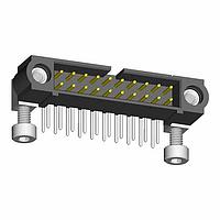 Harwin M80-5L11005M7 Power to the Board Datamate J-Tek DIL Male Horizontal 3mm Throughboard Connector, gold, with jackscrews + 5mm Hex socket board mount bolts, 5+5 contacts