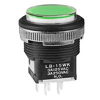 NKK Switches LB15WKW01-5F24-JF Sealed SPDT MOM/ GRN LED