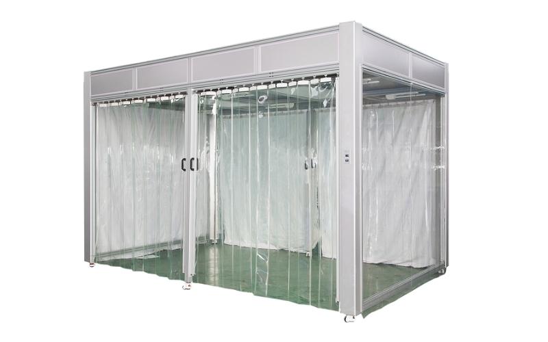 Clean booth setup for localized controlled-air workspace