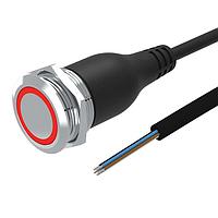 EAO 82-6655.2114 Anti-Vandal Illuminated pushbutton.maintained.22mm.stainless steel SUS 316L.flush/flat.ring illumination Tritan.red 24VDC.Ag.Cable 200mm without Connector