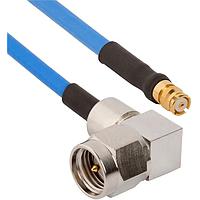 Amphenol SV Microwave FRSMP-085-MRSMA-060 RF Cable Assemblies SMP R/A F  SMA R/A M 6"Cable